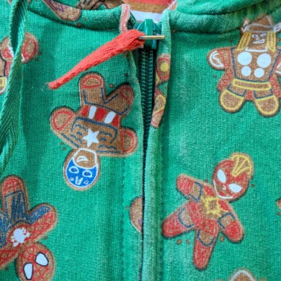 Disney Store Hooded Marvel Bodysuit Gingerbread Holiday Pajamas, Mens Xtra Small - Picture 4 of 16